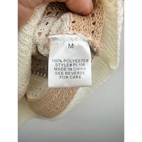 Pink Lily Striped Knit Crochet V Neck Tank Top Women's Size M Boho Festival Chic - Picture 8 of 8